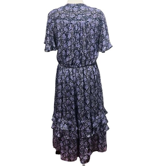 Shoshanna Short Sleeve Silk Willow Paisley Lurex Stripe Julisa Midi Dress size 8 - Picture 6 of 12